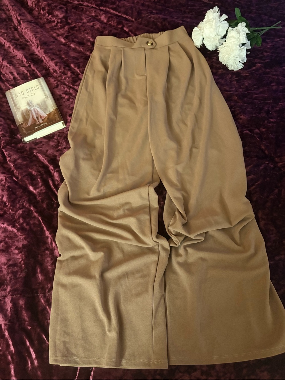 Wide Leg Women's Pants - Tan